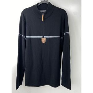 Obermeyer Sweater Mens Large Black Zurich 1/4 Zip Merino Wool Aspen Ski Gorpcore